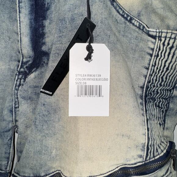 NWT Rocawear Men’s Skinny Short Vintage Blue Cloud Waist 38 RWJ6139 Jean Shorts - Picture 4 of 8